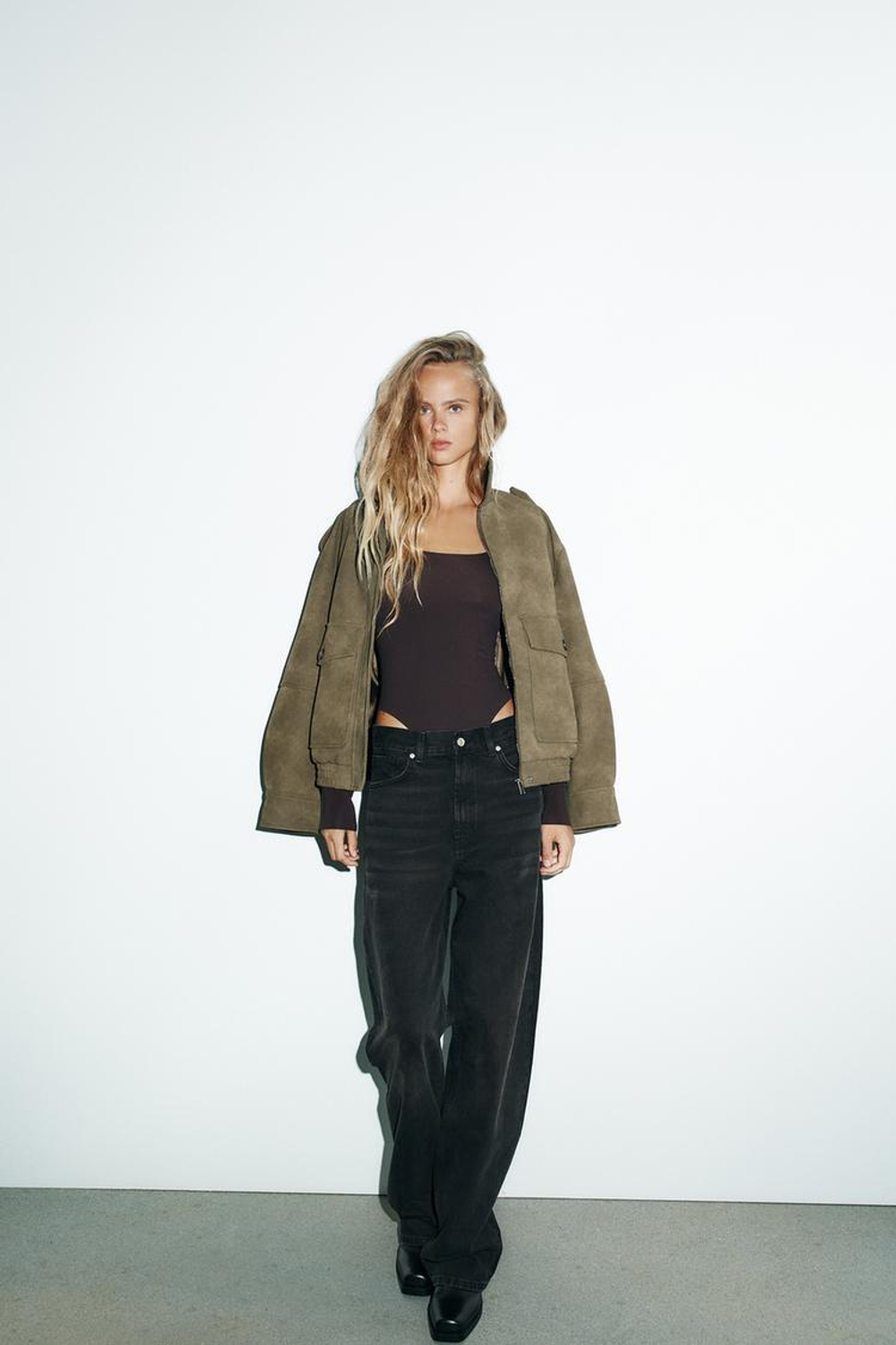 ZARA МЯГКОЕ БОДИ ИЗ ПОЛИАМИДА, ШОКОЛАДНЫЙ