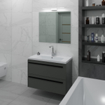 Тумба с раковиной La Fenice Elba Grigio Twin 100 см FNC-01-ELB-G-100-2 серо-зеленая матовая