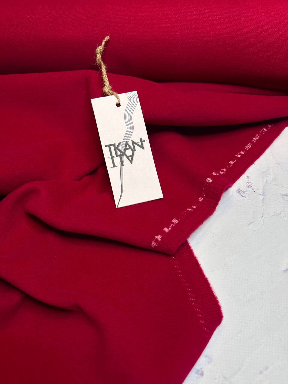 Пальтовая однотонная ворсовая смесовая шерсть с полиамидом (Alta Moda, Гранатовая страсть, 150, 520 гр/м2, 80%шерсть/9%кашемир/11%полиамид)