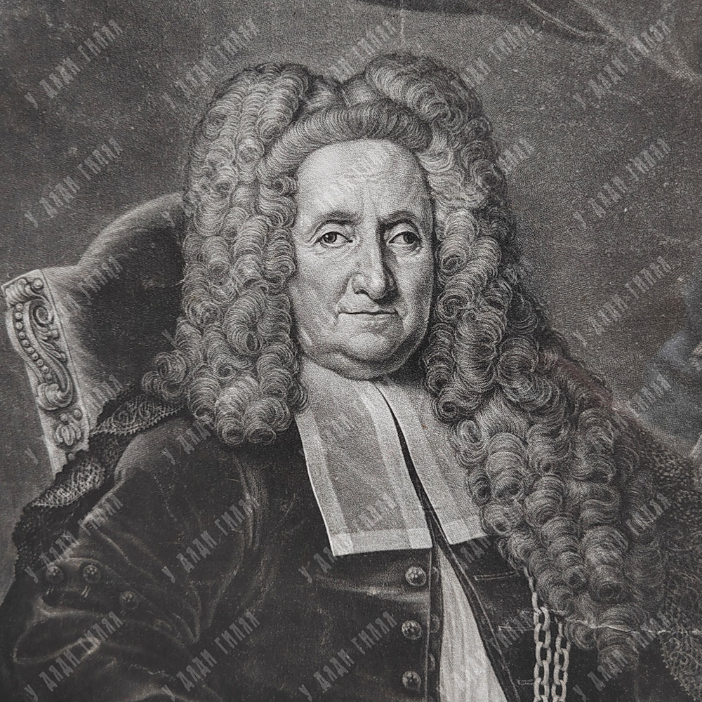 Портрет Иоганна фон Штеттена по ориг. Лёшера. Гравёр Дж.Я. Хайд. Меццо-тинто. 1738 г.