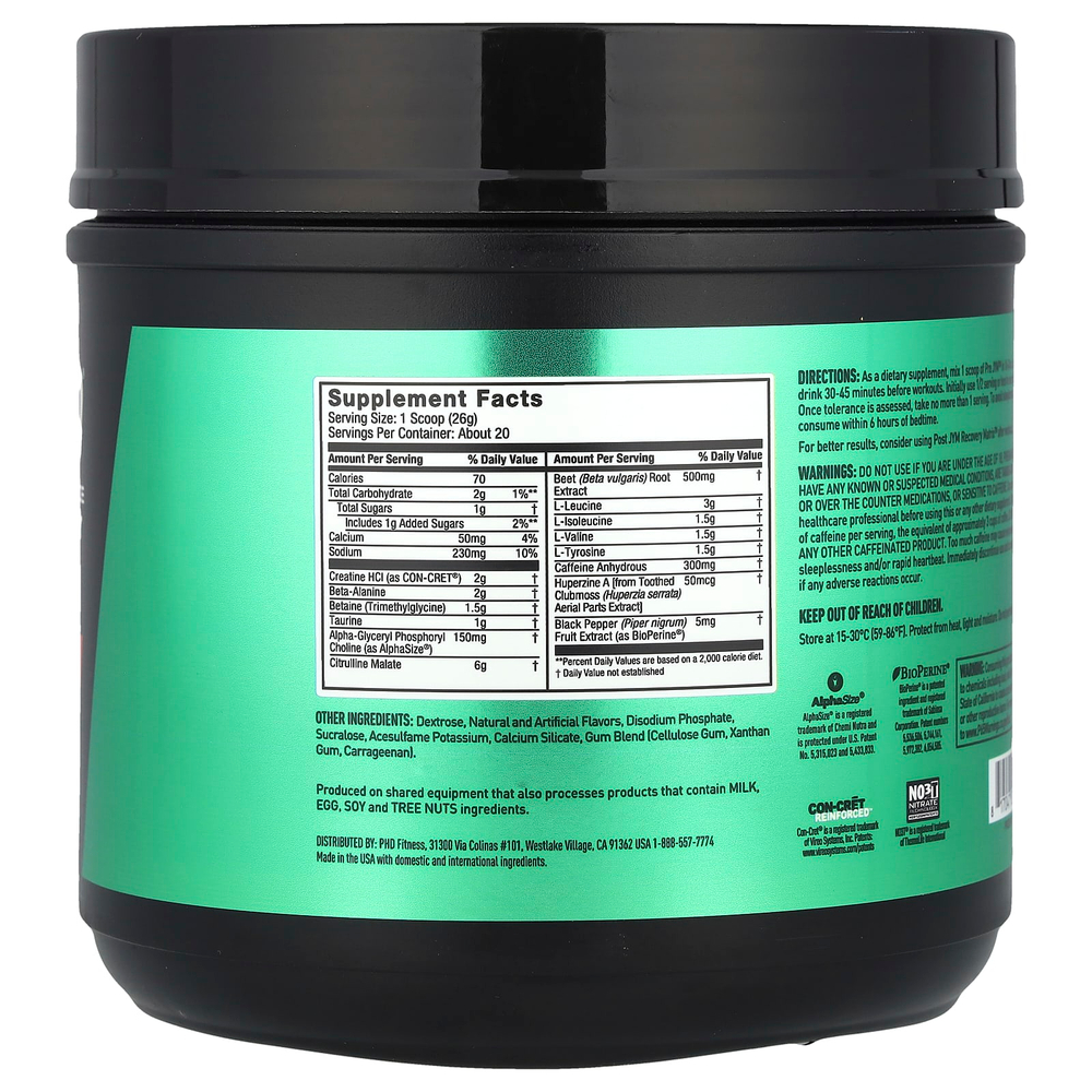 JYM Supplement Science, Pre JYM, перед тренировкой, ананас и клубника, 520 г (1,1 фунта)