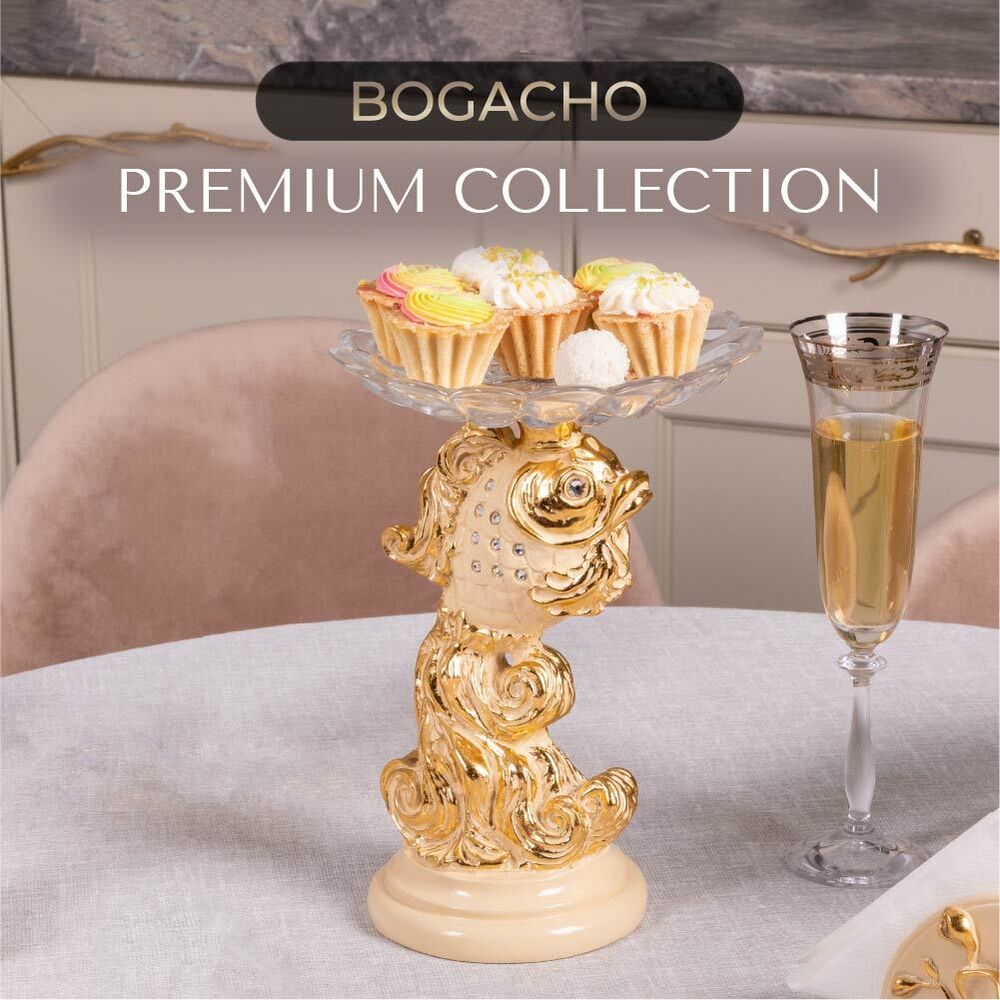 Фруктовница Заветное желание Айвори с чашей из стекла