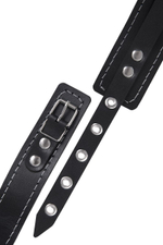 Черный однослойный узкий ошейник с поводком (Цвет: черный)