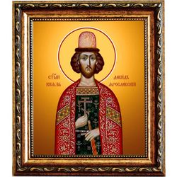 Давид Ярославский благоверный князь. Икона на холсте.