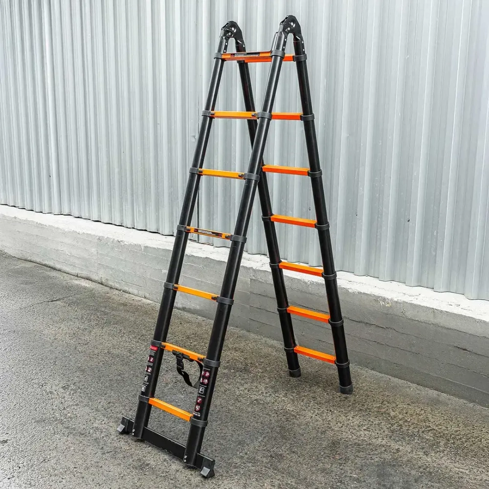 Лестница-стремянка телескопическая алюм. бытовая 2.2+2.2м (7+7 ступ.) ISMA ISMA-UP220-M