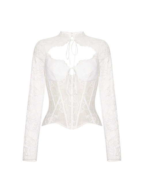 Топ бюстье корсетного типа из кружева с рукавами