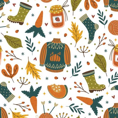 Осенние символы - свитер, тыква, вязание, листья