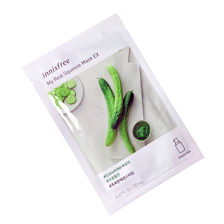 Маска для лица Innisfree My Real Squeeze Mask EX Cucumber тканевая на водной основе с экстрактом огурца 20 мл
