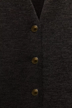 ZARA КАРДИГАН ИЗ МЯГКОЙ ТКАНИ С ПУГОВИЦАМИ, ЧЕРНЫЙ С МЕЛАНЖЕВЫМ ЭФФЕКТОМ