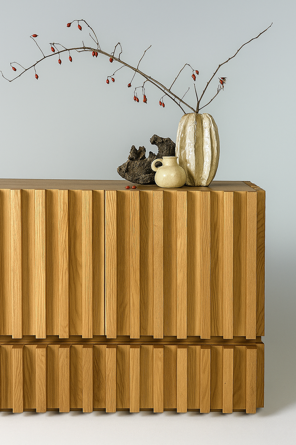 Дизайнерский комод Fence крупный план дверцы и ящики