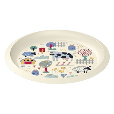 Тарелка детская с декором "Деревня", D215мм (светло-бежевый)