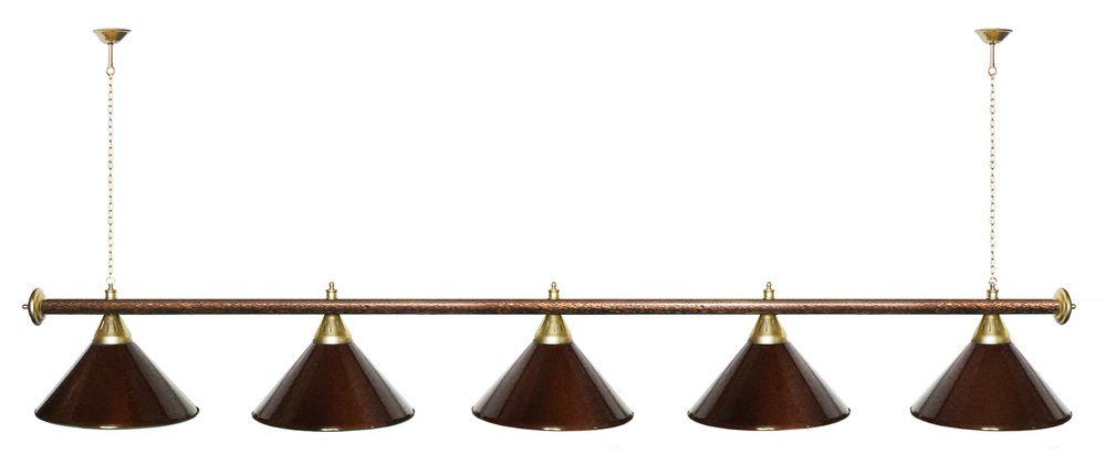 Лампа STARTBILLIARDS 5 пл. (плафоны зеленые,штанга золотая,фурнитура золото)