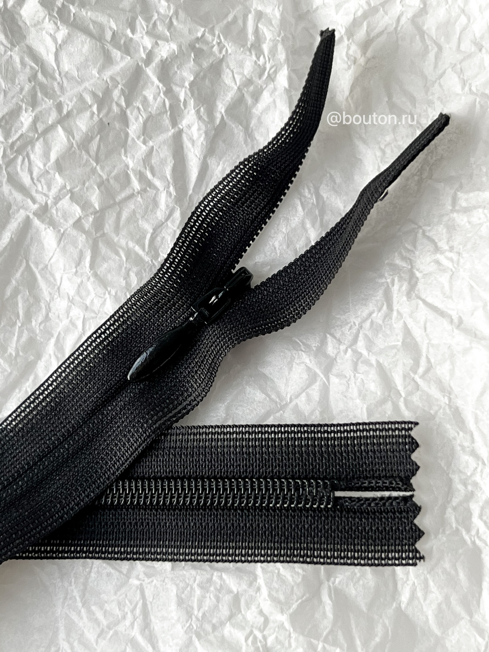 Молния YKK потайная, неразъемная тип 2 черная 580