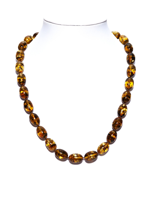 Бусы из янтаря натурального 45 см, бусины оливки 15 на 10 мм. Бусы из натуральных камней ручной работы из Калининграда