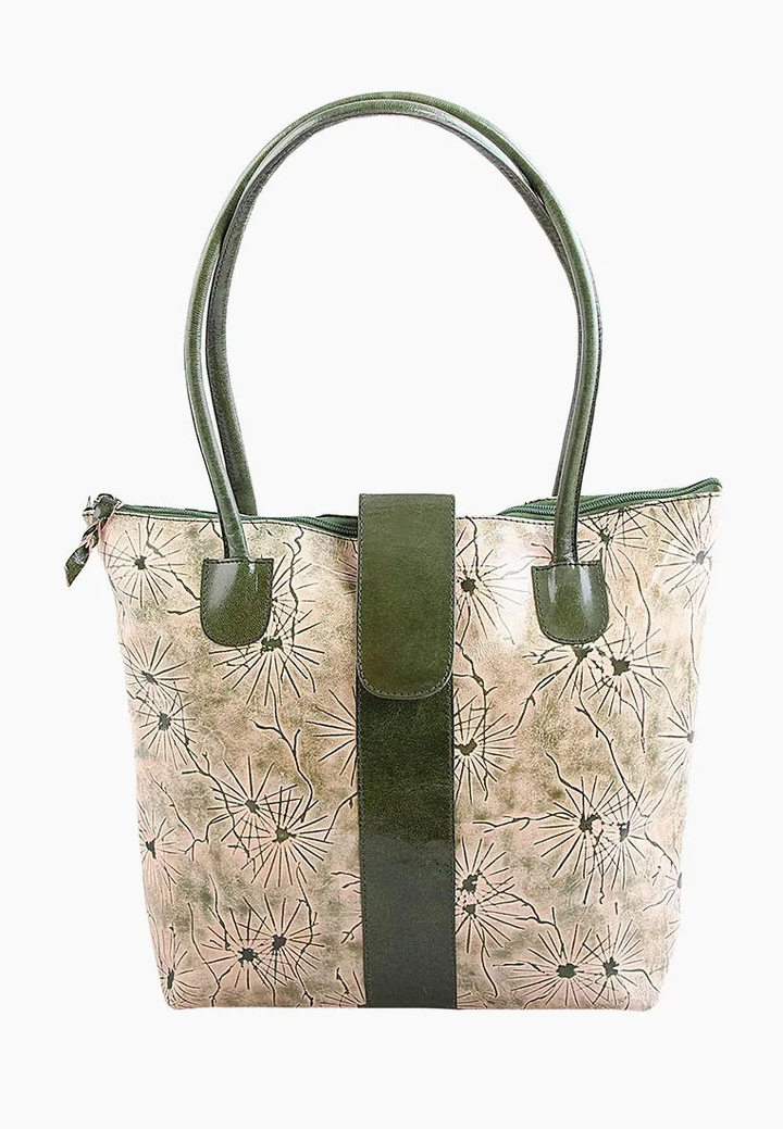 Сумка натуральная кожа ручной принт 35 х 29 х 8 см, высота ручек 22 см 184456