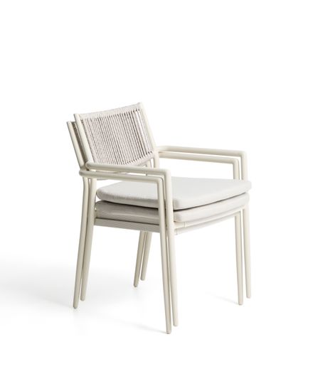 Уличный стул Argasi из алюминия цвета экрю и веревки
