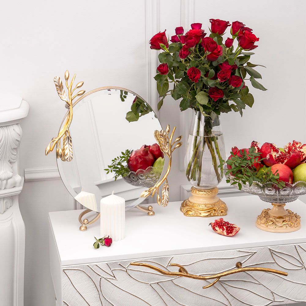 Настольное зеркало Oliva Branch (Олива Бранч) Айвори Мраморное золото