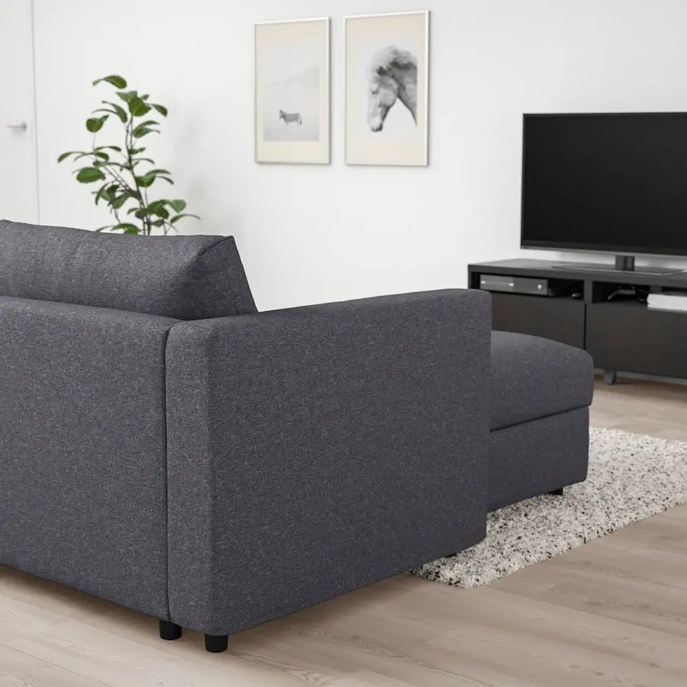 Кресло-кровать - IKEA VIMLE, 111х164х83 см, серый, ВИМЛЕ ИКЕА