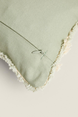 ZARA HOME ЧЕХОЛ ДЛЯ ДЕКОРАТИВНОЙ ПОДУШКИ С ВЫШИВКОЙ С ГЕОМЕТРИЧЕСКИМ УЗОРОМ, СВЕТЛО-ЗЕЛЕНЫЙ