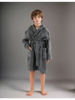 Халат детский махровый "Элит" с капюшоном, цвет: 910-Серый