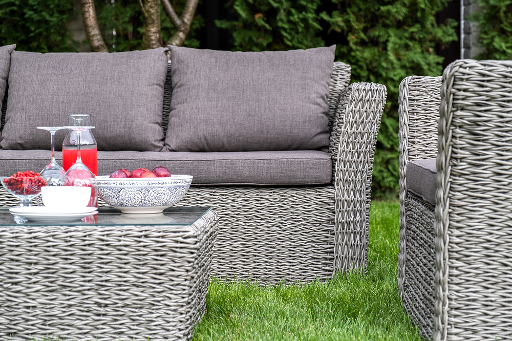 "Капучино" лаунж-зона из искусственного ротанга (гиацинт), цвет серый