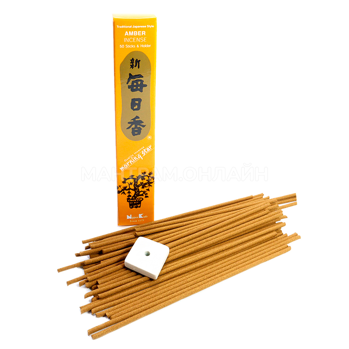 Nippon Kodo Morning Star Amber Янтарь Благовоние с подставкой 50 палочек