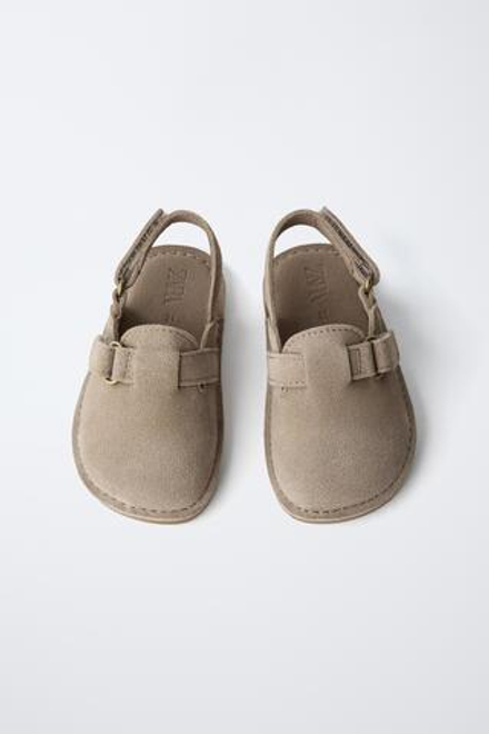 ZARA КОЖАНЫЕ САБО BAREFOOT, ПЕСОЧНО-КОРИЧНЕВЫЙ