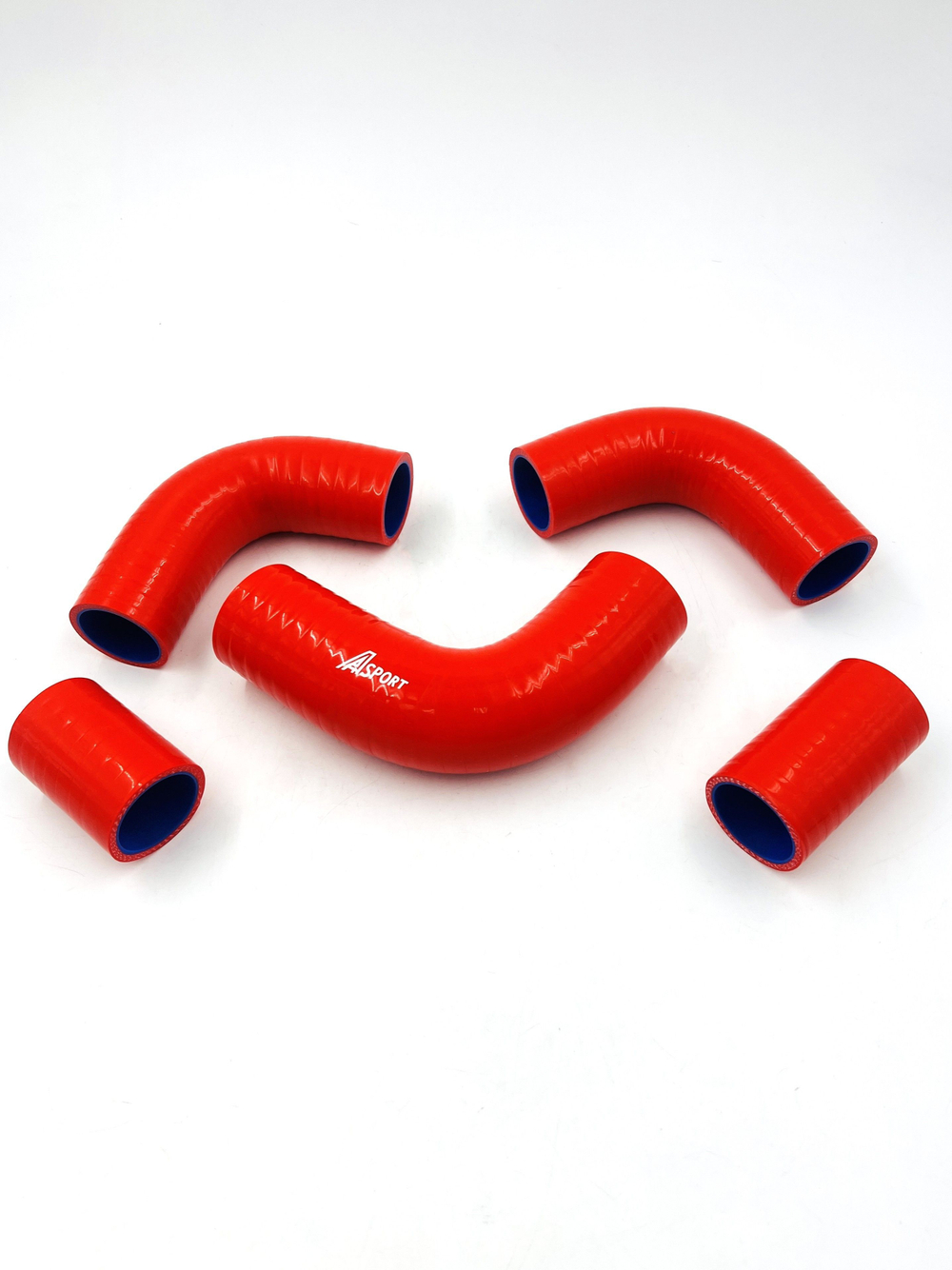 Патрубки радиатора Волга 3110 5 шт силикон красный A-sport