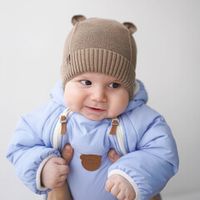 Шапка хлопковая однослойная с ушками на подкладе "Беж" на завязках 0+