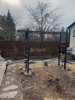 Монтаж уличной шведской стенки Sv Sport Рукоход (4 вертикальных столба)