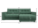Диван угловой с декором Лига-049 НПБ, Амур 11 РОГОЖКА зеленый