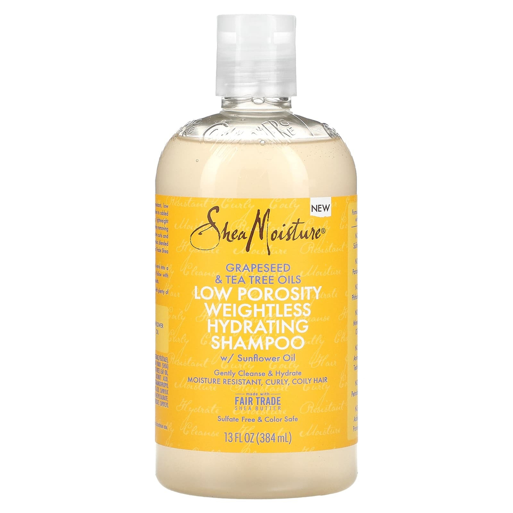 SheaMoisture, Невесомый увлажняющий шампунь с низкой пористостью, масло виноградных косточек и масла чайного дерева, 384 мл (13 жидк. унц.)
