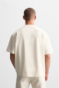 ZARA ФУТБОЛКА, ЖЕЛТОВАТО-БЕЛЫЙ