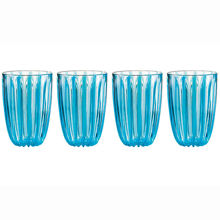 Набор из 4-х пластиковых стаканов 12390048, 470 мл, прозрачный/синий