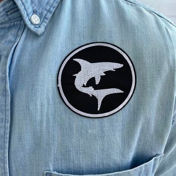 Нашивка термоаппликация на одежду и на рюкзак. Shark, Акула