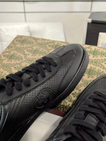 Мужские кроссовки Gucci G75 из кожи черного цвета