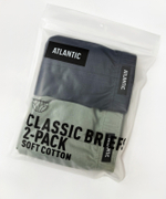 Мужские трусы слипы классика Atlantic, набор 2 шт., хлопок, светло-зеленые + графитовые, 2RMP-006