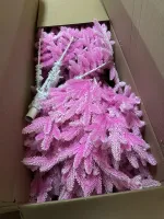 Заснеженная розовая елка «Фэнтези» (Литая хвоя) 230 см / 2,3 м