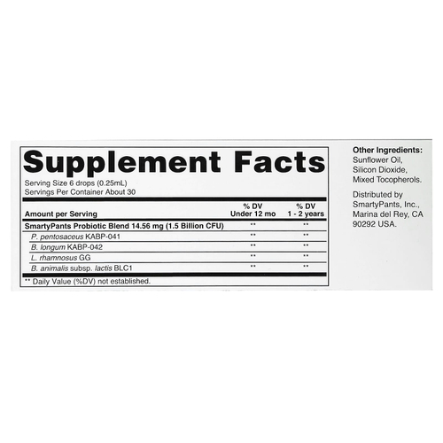 SmartyPants, пробиотик, для детей от 0 до 24 месяцев, без вкусовых добавок, 8 мл (0,27 жидк. унции)