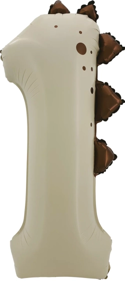 Купить шарик в виде цифры на годик мальчику бежевого цвета в стиле динозаврики