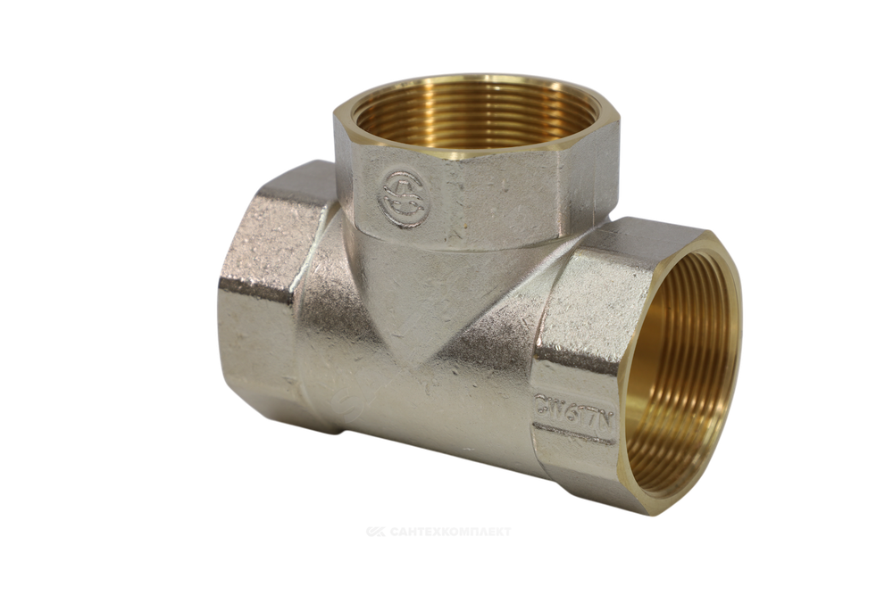 Тройник латунь никель Ду 25 (1") ВР/ВР 9007 ГОСТ 32585-2013 Aquasfera 9007-03