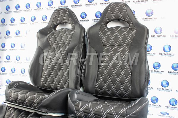 Анатомический комплект для переделки сидений ВАЗ в "Recaro" ("Рекаро") из ткани "Двойной ромб 5см"