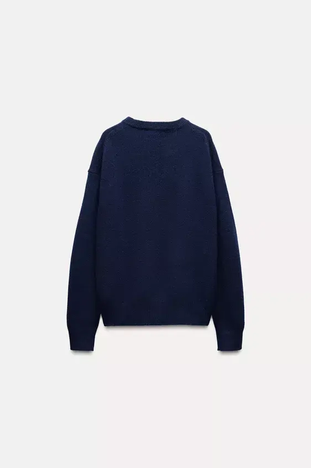 ZARA ОДНОТОННЫЙ СВИТЕР ИЗ 100% КАШЕМИРА, МОРСКОЙ СИНИЙ