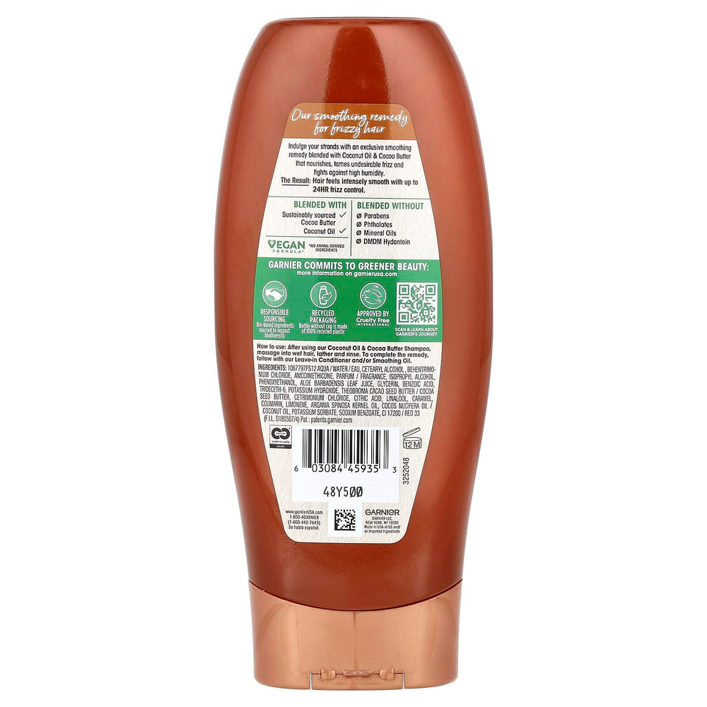 Garnier, Whole Blends, разглаживающий кондиционер, кокосовое масло и какао-масло, 370 мл (12,5 жидк. Унции)