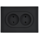 FORTE&PIANO Розетка 2-местная без заземления без защитных шторок безвинтовое крепление 10А FP126M металл черный IEK