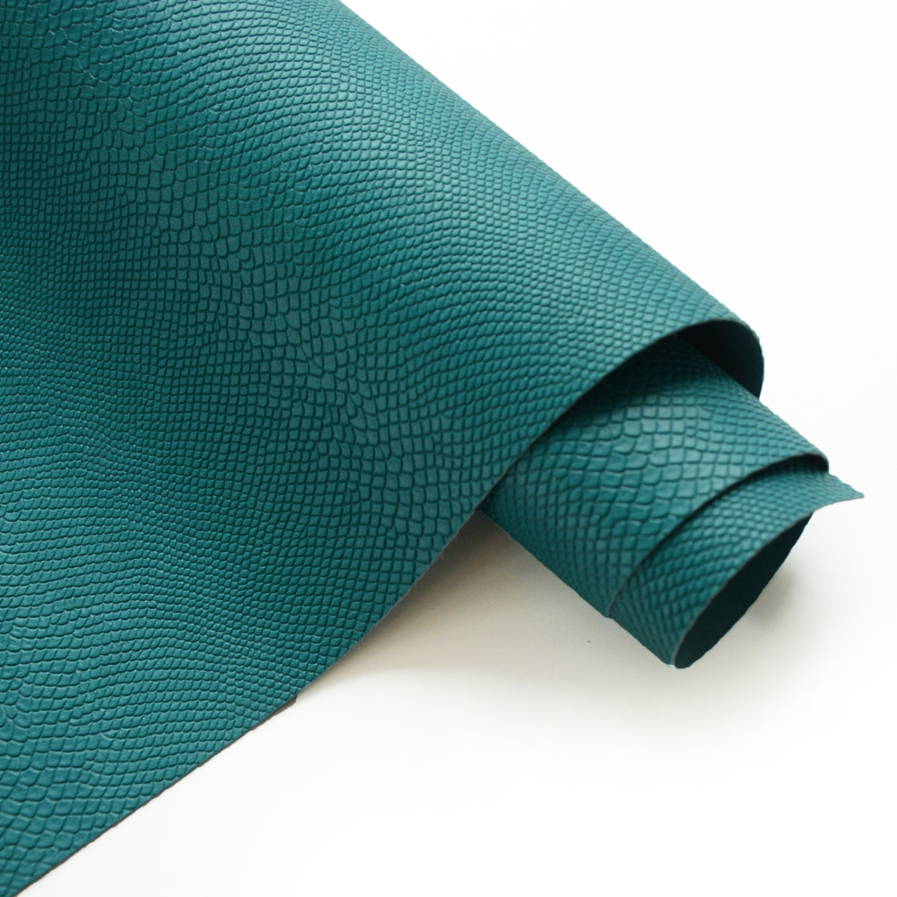 Кожзам переплетный с тиснением "Питон", изумрудный