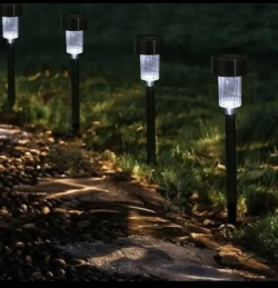 Уличные светильники на солнечных батареях для дачи и сада, фонарики свет холодный белый комплект из 12 шт.