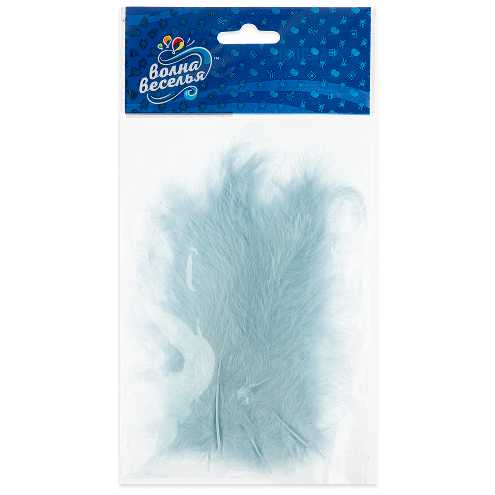 Перья ретро голубой 12-15 см, 30 шт ВВ