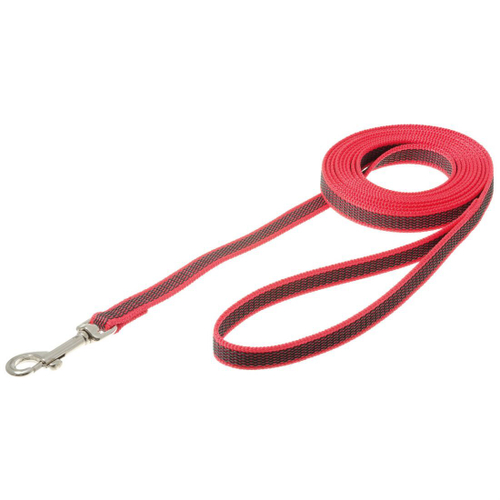 Поводок с латексом (облегчённая лента) стальная фурнитура красный 2 м 73-2575