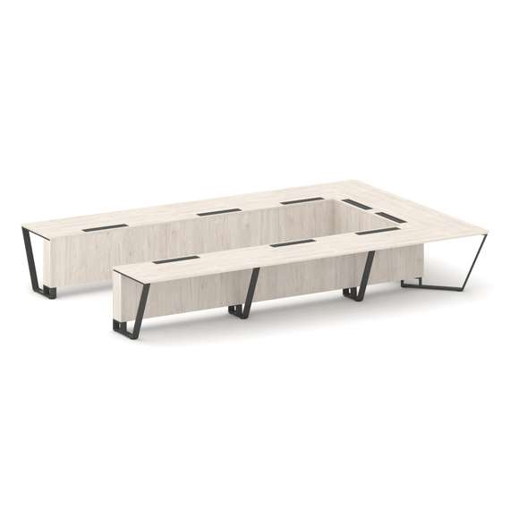 Steel Meet Стол переговорный П-образный KD-PR.B.SP-15P Денвер Светлый/Металл Антрацит 4800*3200*750